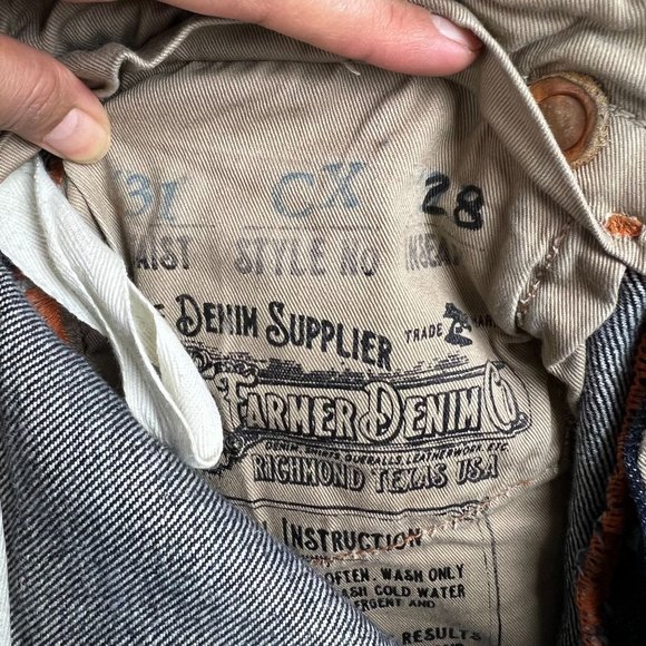 Ciano Farmer  Selvedge Denim Jeans Button Fly size 31x28 - Picture 6 of 12